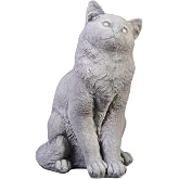 Stehende Katze Steinfiguren – 40 Cm Hoch, 12 Kg, Graue Patina, Frostsicher Für Garten & Außenbereich