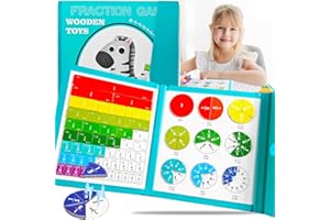 Tangdudu Puzzle Fraction Magnétique, Jeu Magnétique Fraction, Jeux Éducatifs Mathématiques, Jeu Mathématiques Montessori, Idéal pour l'Apprentissage Préscolaire et l'enseignement en Classe (Zebra)