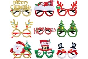 LMSHOWOWO 9 Stück Weihnachtsbrillen, Lustig Weihnachtsbrille Set, Glitterte Weihnachtsbaum Brillenrahmen, Kreative Weihnachten Brille Rahmen, Weihnachtsdeko für Weihnachsparty Kostüm Erwachsene