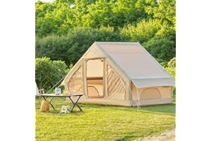 LUBAKED Tente gonflable, facile à monter, tente de camping, tente pop-up avec pompe manuelle pour 3 à 5 personnes, Oxford 300D, 4 saisons, imperméable et coupe-vent, avec fenêtres en maille, pour amis