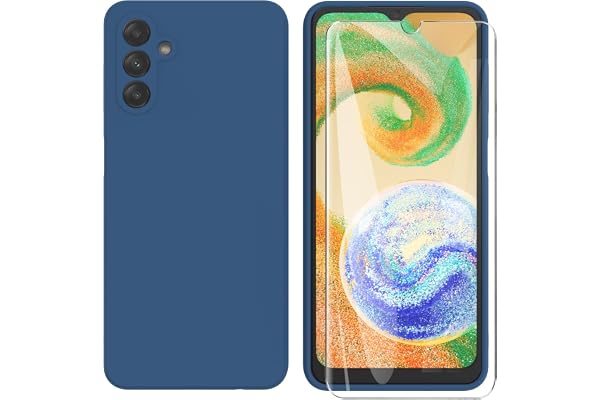 ARRYNN Coque pour Samsung Galaxy A04s / A13 5G + Film Protection écran en Verre trempé,Housse Ultra Premium TPU Silicone Liquide Flexible pour Samsung Galaxy A04s / A13 5G - Bleu