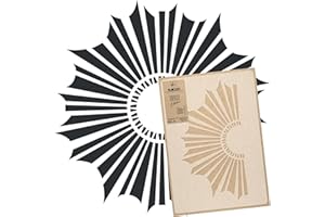 ‎NAKLEO NAKLEO Mandala Große Malschablonen Durchmesser 57 cm - M, Sonniger Kreis Geometrisches Ornament, Wiederverwendbare Kunststoff Wandschablone DIY Handwerk, Holz Möbel Boden Stoff