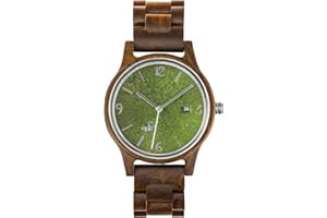OPIS TECHNOLOGY Opis UR-U1: Unikalny drewniany zegarek w kolorze turkusowym, niebieskim, zielonym z metalowymi częściami w kolorze złotym lub srebrnym