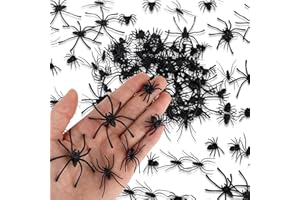 WLLHYF Lot de 120 mini araignées en plastique 3 tailles - Pour Halloween - Noir - Pour décoration de maison et de fête - 5,1 x 4,7 cm - 3,8 x 2,3 cm - 2,3 x 1,5 cm
