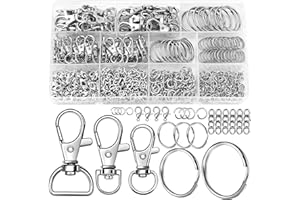 JOLCEEY 275pcs Keyring Clip with Key Rings, Metal Lanyard Keychain Clip Hooks Swivel Lobster Clasp Keyring with Split Key Ring Hoop for Keys Bags Jewellery Making Hanging Crafts