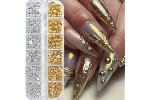 ‎GZMAYUEN GZMAYUEN 3D Flatback Perlen Silber und Golden, 3D Halbperlen für Nägel Flatback Perlen Nagelperlen für Nailart