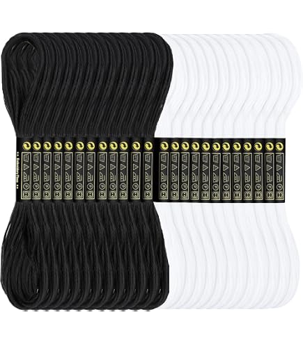 Lot De 14 Fils à Broder Noir - 120 Yards Chacun, Pour Bracelets D'amitié, Point De Croix
