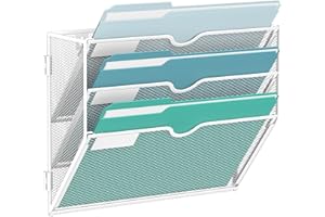 SUPTIDY 3-stöckiger Wand Zeitungshalter, Praktischer Wandorganizer Büro, A4 Dokumentenablage, Metall Prospekthalter, Zeitschriftenhalter Wand, Montage erforderlich, Weiß