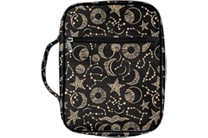Dajingkj Custodia Bibbia con chiusura lampo grande Personalizzata Bibbia Busta libro da donna Borsa Bibbia libro Chiesa Borse con manici, Cielo stellato, One size