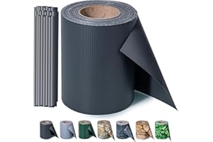 Zichaojia Sichtschutzstreifen Zaun 35 m x 19 cm inkl.20 Clips, PVC Sichtschutz Zaunfolie Sichtschutzstreifen Doppelstabmatten für Gartenzaun (35 m x 19 cm, Anthrazit)