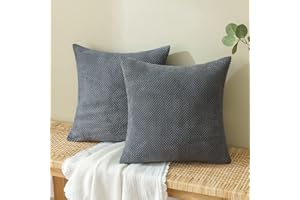 EMEMA Kordsamt Kissenbezug Dekorative Granulat Sofakissen Dekokissen Kissenbezüge Kissenhülle Couchkissen Überwurf Kissen Bezug Zierkissen für Couch Sofa Wohnzimmer 2er Set 40x40 cm Dunkelgrau