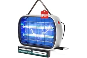 Buzbug Fly Zapper Indoor for 5000 Sq. Ft., 2 Extra Replacement Bulbs, 20W Instant Electric Insect Fly Killer, Mosquito Fly Trap for Home Kitchen Restaurant Patio Office -MA015