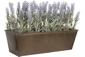 GREENBROKERS Artificial Lavender in Rustic Tin Planter (Window Box) 45cm