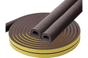 DESDIRA 10M Burletes Puertas, 9mm(L) X 6mm(H) D-Tipo Tira de Sellado Junta Autoadhesiva Antigolpes Prevenga el Ruido para Ventanas, Puertas y Ventanas|Marrón, 5M x 2 Rollos