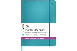 ROTERUNNER Purpose Planner Undated Monthly Weekly Daily Productivity Journal 2024 Optimised Life, Goal Setting & Business Tool for Academic Student, Professionals, Mums - Leather Day Organiser Notebook