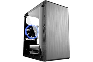 ionz KZ18 M/ATX Value PC Case Black USB 3 With Tinted Acrylic Window and 1 LED Fan (Blue)