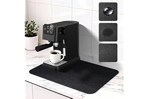CNARIO Coffee Machine Mat with Non-Slip Rubber Back, Super Absorbent Quick-Dry Drying Mat for Kitchen Countertop, Draining Mat for Coffee Bars, Dish Racks & Counter Protection, Black, 40x30cm