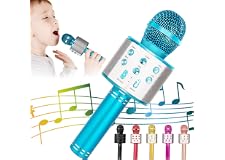 Wireless Bluetooth Karaoke Microphone for Kids, 5-in-1 Portable Handheld Karaoke Mic Speaker Player Recorder with Adjustable 