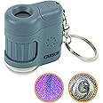 Carson MM-280B MicroMini LED Lighted 20x Pocket Microscope with Built-In UV Ligh tand LED Flashlight - Blue