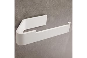 DESIGNFABRIK HAMBURG Designfactory Hamburg Toilet roll holder | Self adhesive toilet paper holder | No drill Toilet roll holder wall mounted | Easy stick on | Modern design | Matt white