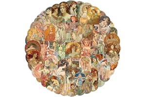 ‎HIBARBY Vintage Kunst Aufkleber 60 Stück, Aesthetic Arts Sticker Set für Laptop Wasserflasche Reisekoffer Skateboard Handyhülle Tagebuch Scrapbooking, Vinyl Stickers für Erwachsene und Jugendliche