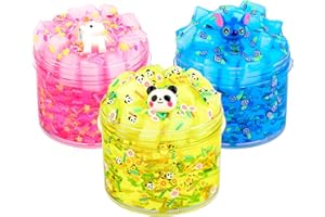 KELVSBEM 3PCS Clear Slime Jelly Cube Slime Kit, Crunchy Slime Non Sticky Soft Sludge Toy, Birthday Gifts for Kids, DIY Crystal Slime, Pretty Party Favor for Girls & Boys(18 OZ 100ML*3)