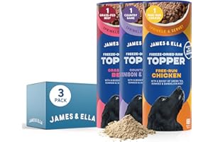 James & Ella Freeze-Dried Raw Dog Food Topper (3 x 50g) 1 Tube of Each Flavour, Chicken, Beef & Game ❘ Freeze-Dried to Seal in Nutrients, Packed with Essential Oils & Minerals, Grain & Gluten Free