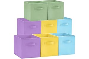 Lifewit Cubi Portaoggetti Pieghevoli Set di 8, Cesti Portaoggetti in Tessuto, Scatole Portaoggetti con Manici, Scatole per Armadio, Vestiti, Giocattoli, 33 x 33 x 33 cm, 36L, 4 Colori