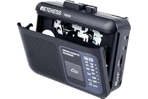 Retekess TR606 Przenośny Odtwarzacz Kaset i Magnetofon, Małe radio FM AM,Gniazdo Słuchawkowe 3,5 mm, Szybkie Przewijanie do Przodu i do Tyłu (Czarny)