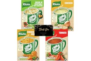 Instant Knorr Soup Bundle with 4 Knorr Quick Soup Flavours (4 Pack / 12 Instant Soup Sachets) with Hubsidia Thank you Card