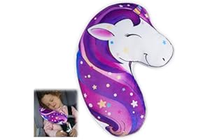 MHJY Gurtpolster Auto Kinder Gurtschutz Einhorn Schlafkissen Gurtkissen Autogurt Polster Schulterpolster Sicherheitsgurt Kissen Nackenstütze Kopfstütze Pad für Reisen Mädchen Jungen