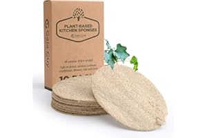 GAIA GUY Spugna per piatti in luffa, spugne senza plastica, spugne in luffa compostabili, spugne biodegradabili per il corpo, spugna esfoliante da bagno in luffa, zero sprechi e a base vegetale
