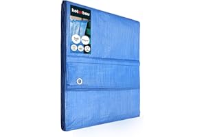 KOTARBAU® Telo Impermeabile Esterno - Polietilene - 5 x 8 m - Blu - 75 g/m² - Telo Sotto Piscina Fuori Terra - Copertura con Occhielli - Telone Robusto - Copertura Esterna - Telone da Giardino