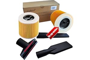 JoyBros 2x Filtros de Cartucho para Karcher wd3 Premium wd3p wd3s wd2 plus Filtro Versión Sin Tapa 6.414-552.0 3x Boquillas Kärcher Acessorios