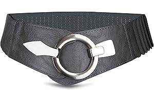 with love, Vanessa & Melissa Frentree Ceinture élastique pour femmes, ceinture de 6 cm de large avec boucle dorée, ceinture stretch