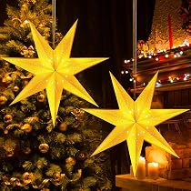 ARTIBETTER 9 Pz Lanterna Di Carta a Stella a Nove Punte Luce Della Stella Di Natale Paralume a Stella Per Le Vacanze Luci Della Lanterna Decorazioni Per Feste Di Natale Netto Norvegese