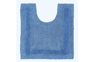 HOMESCAPES Toilet Mat, Luxury 1600gsm Extra Soft 100% Cotton, Reversible Bathroom Mats Non-Slip, Washable, Super Absorbent, Quick-Dry, Cobalt Blue Pedestal Rug for Toilet, 50 x 55 cm