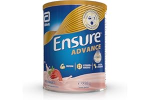 Ensure Advance Integratore Alimentare Proteico in Polvere, con 27 Vitamine e Minerali, Integratore Alimentare con Proteine, Calcio e HMB, Confezione 850g, Gusto Fragola