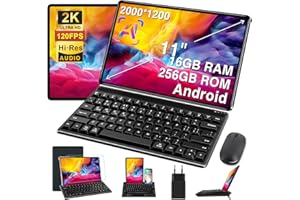 ‎GOODTEL GOODTEL Tablet 11 Zoll Android 16 GB RAM + 256 GB ROM + TF 2 TB, 2K-Display mit 2000 × 1200 Pixeln, 8600 mAh, GPS, Metallgehäuse, mit Schutzhülle, Premium-Tastatur für Mobiltelefonverbindung, schwarz