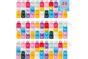 OGNI ORA 48 PCS Mini Pop Fidget it Keyrings for Kids, Valentines Heart Silicone Pop Fidget Keychain Toys Bulk, Party Favours, Push Poping Bubble Sensory Toy Stress Reliever Anti-Anxiety