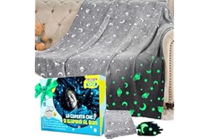 HOME KOKO LOOK Plaid Magica Coperta Che si Illumina al Buio Coperta Pile Plaid Fluorescenti Plaid Illuminante Coperta Bambino Natale Coperta Morbida Luminosa - 130x150cm Grigio