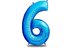 envami® Globos de Cumpleãnos 6 Azul I 101 CM Globo 6 Años I Globo Numero 6 I Decoracion 6 Cumpleaños Niño I Globos Numeros Gigantes Para Fiestas I Vuelan con Helio