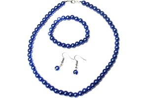 Caprilite Classic Faux Pearl Necklace Earrings & Bracelet Jewellery Set for Women Vintage