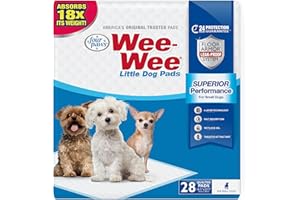 Four Paws Wee-Wee Superior Performance Pee Pads for Dogs & Puppies, with 6-Layer Leak Proof Technology, for House Training – Large, 42cm x 60cm (16.5" x 23.5"), (28 Count)