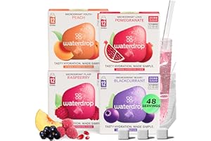 WATERDROP MICRODRINK waterdrop® Microdrink Bestseller Set | 48 Drops | 4 Flavours | Sugar-free Instant Drink | Natural fruit and plant extracts + valuable vitamins | Effervescent hydration tablets | Drink powder sachets