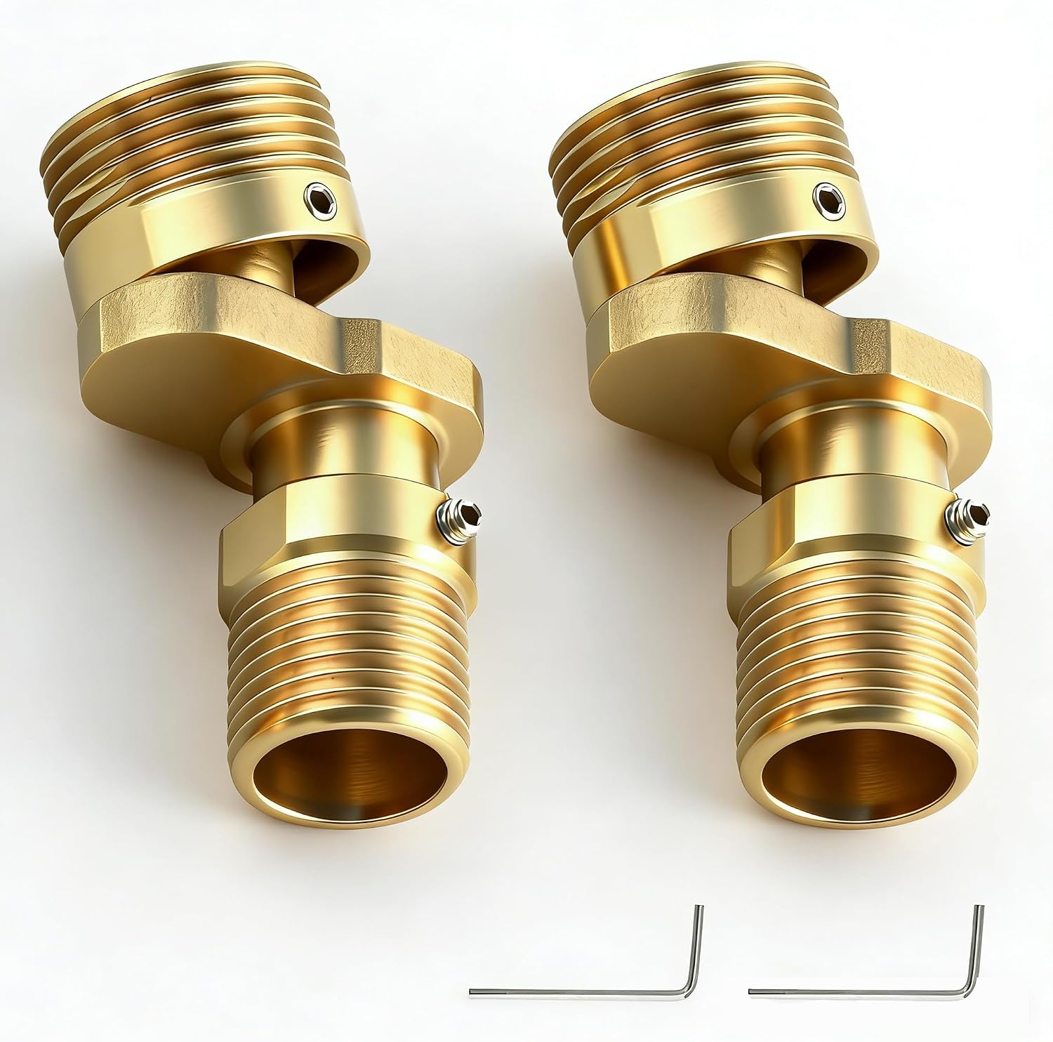PHMING 2 Piezas Grifo de Ducha de Cobre Ajustable 1/2 a 3/4, 360° Ajustable Pie Curvado Angular, Excentricas Grifo Regulable, Retráctil, con 2 Llaves Hexagonales, para Baño, Cocina