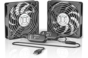 KEYNICE 120mm Fan USB Computer Fans USB Case Fan, Dual PC Fan, 2000RPM USB Powered Cooling Fan with Metal Grill Guard, Compatible with Computer / PS4 / TV Box/AV Cabinet/Router