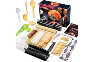 liamasum Sushi Making Kit, 28 in 1 Sushi Roller Maker Kit with Bamboo Mats, Sushi Bazooka, Nigiri Gunkan Sushi Mold, Musubi Maker, Rice Ball Mold & More for Beginners