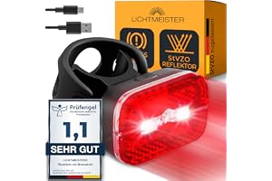 LICHTMEISTER Bakljus cykel med reflektor och bromsljusfunktion – cykel bakljus med StVZO-godkännande – cykelljus bak – cykel bakljus LED – cykelbakljus – cykel bromsljus