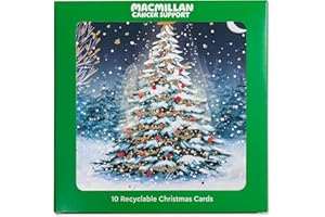 MACMILLAN CANCER SUPPORT Macmillan Moonlit Tree Charity Christmas Cards – Pack of 10 Luxury and Eco-Friendly Christmas Cards. Made in the UK.